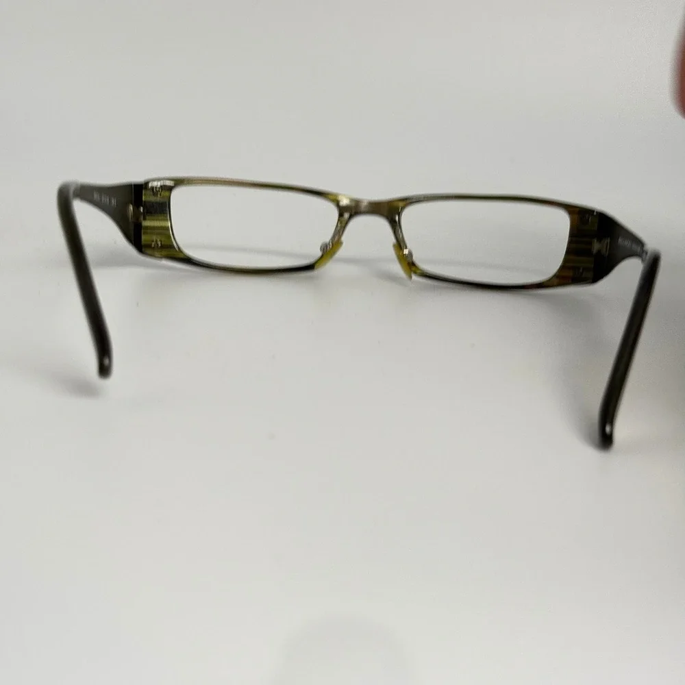Bellinger Denmark BAC15 Eyeglass Frames Olive Green Striped Rectangular 51-18
